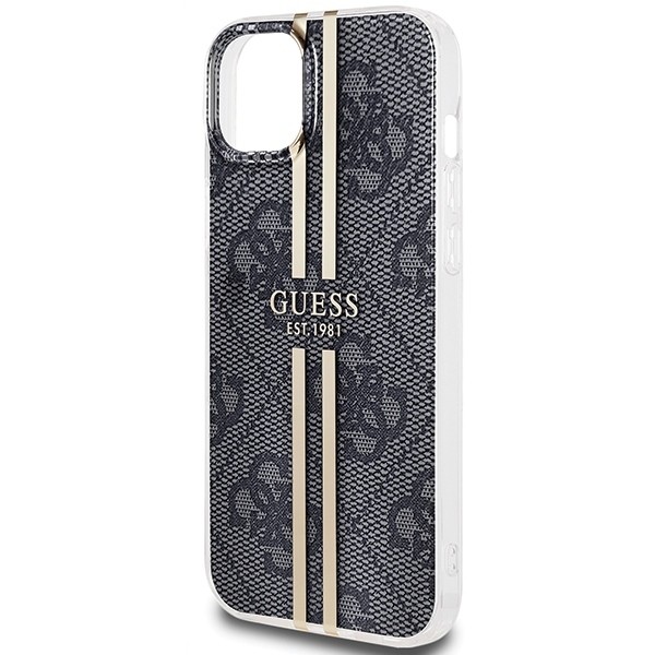 Guess Iml 4g Gold Stripe Back Cover Πλαστικό Μαύρο (iPhone 15)