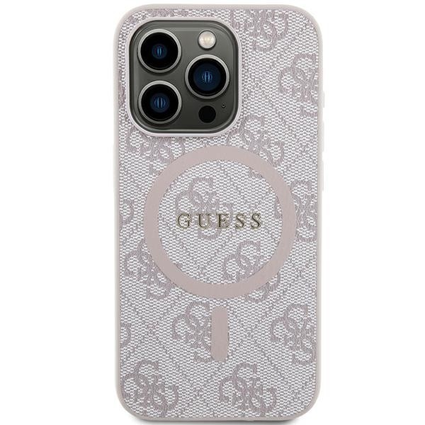 Guess 4g Collection Leather Metal Logo Magsafe Back Cover Πλαστικό Ροζ (iPhone 13 Pro)