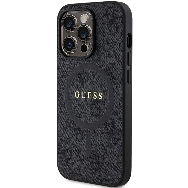 Guess 4g Collection Leather Metal Logo Magsafe Back Cover Πλαστικό Μαύρο (iPhone 13)