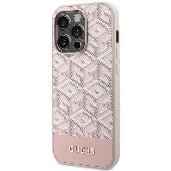 Guess GCube Stripes MagSafe Back Cover Πλαστικό Ροζ (iPhone 14 Pro Max)