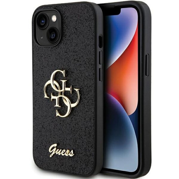 Guess Fixed Glitter 4g Back Cover Μεταλλική Μαύρο (Apple iPhone 15)