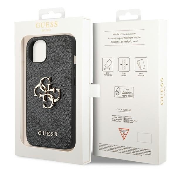 Guess 4G Big Metal Logo Back Cover Πλαστικό Γκρι (iPhone 14)