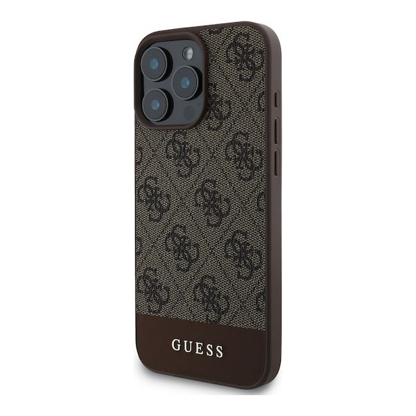 Guess 4G PU Bottom Stripe Back Cover Πλαστικό Καφέ (iPhone 16 Pro)