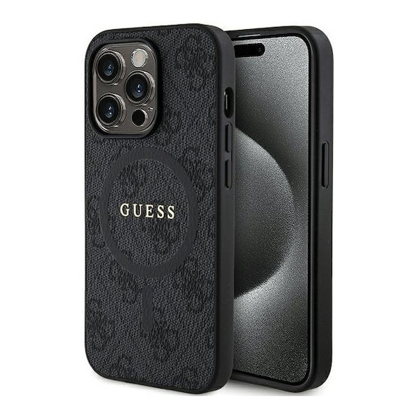 Guess 4g Collection Leather Metal Logo Magsafe Back Cover Πλαστικό Μαύρο (iPhone 13 Pro)