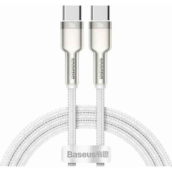 Baseus Cafule Metal Braided USB 2.0 Cable USB-C male - USB-C male Λευκό 1m (CATJK-C02)