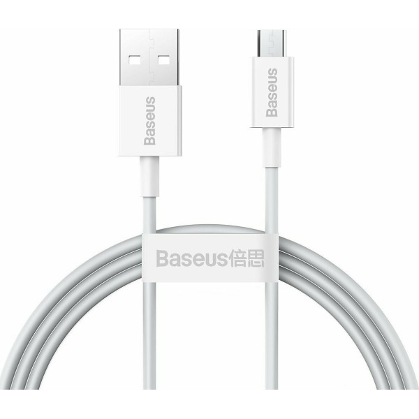 Baseus Superior Series Regular USB 2.0 to micro USB Cable Λευκό 1m (CAMYS-02)
