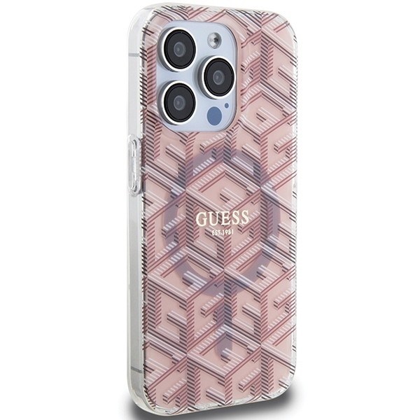 Guess Iml Gcube Magsafe Back Cover Πλαστικό Ροζ (iPhone 15 Pro Max)